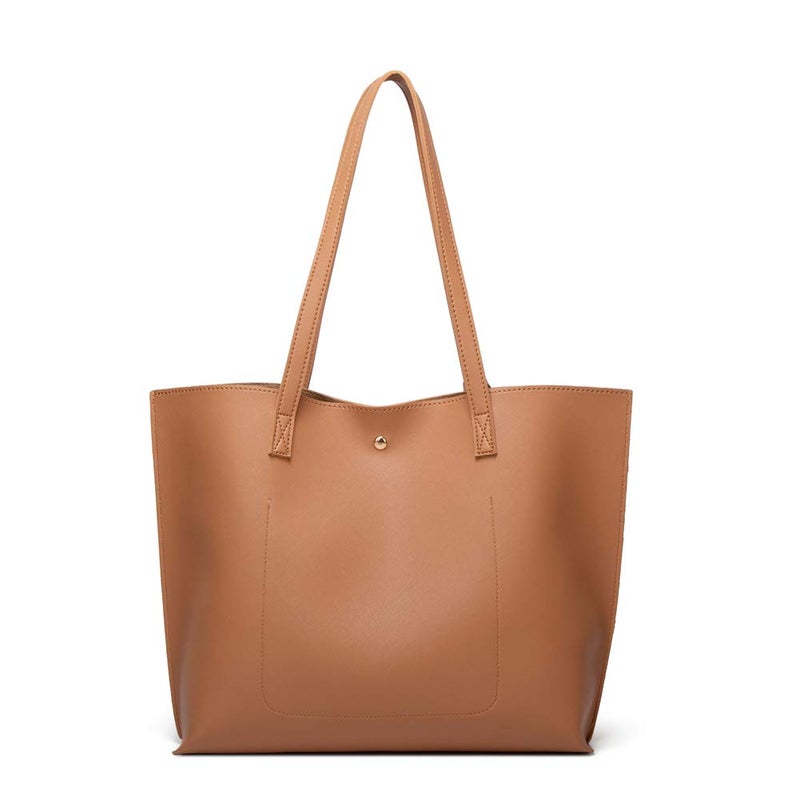 Dreubea Women's Soft Faux Leather Tote Shoulder Bag from, Big Capacity Tassel Handbag Windsor Tan New - Image 3